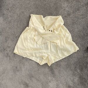 Ulla Johnson Cream High Waist Shorts with Paper-Bag Waist